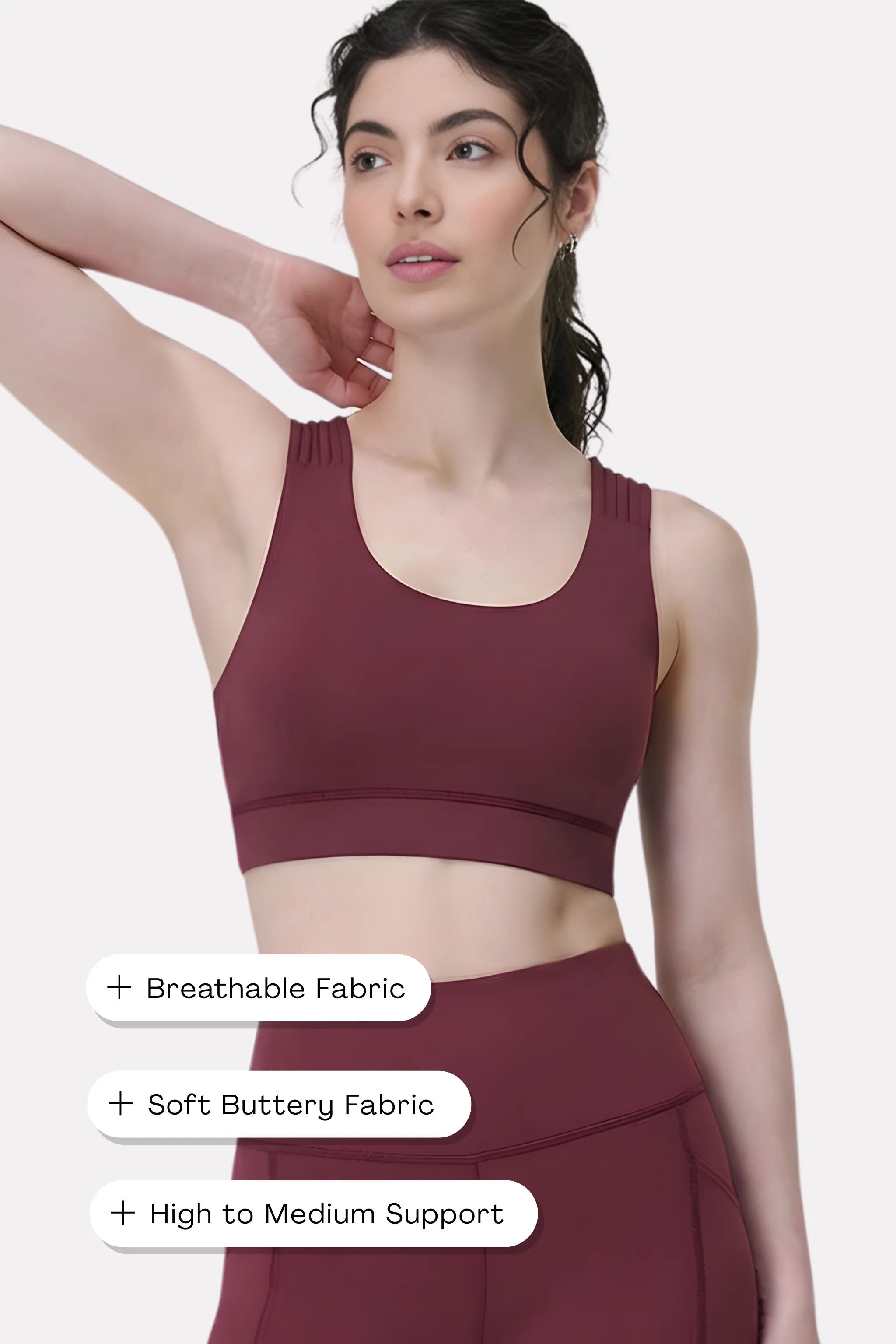 Maroon Plum Run Fit Sports Bra