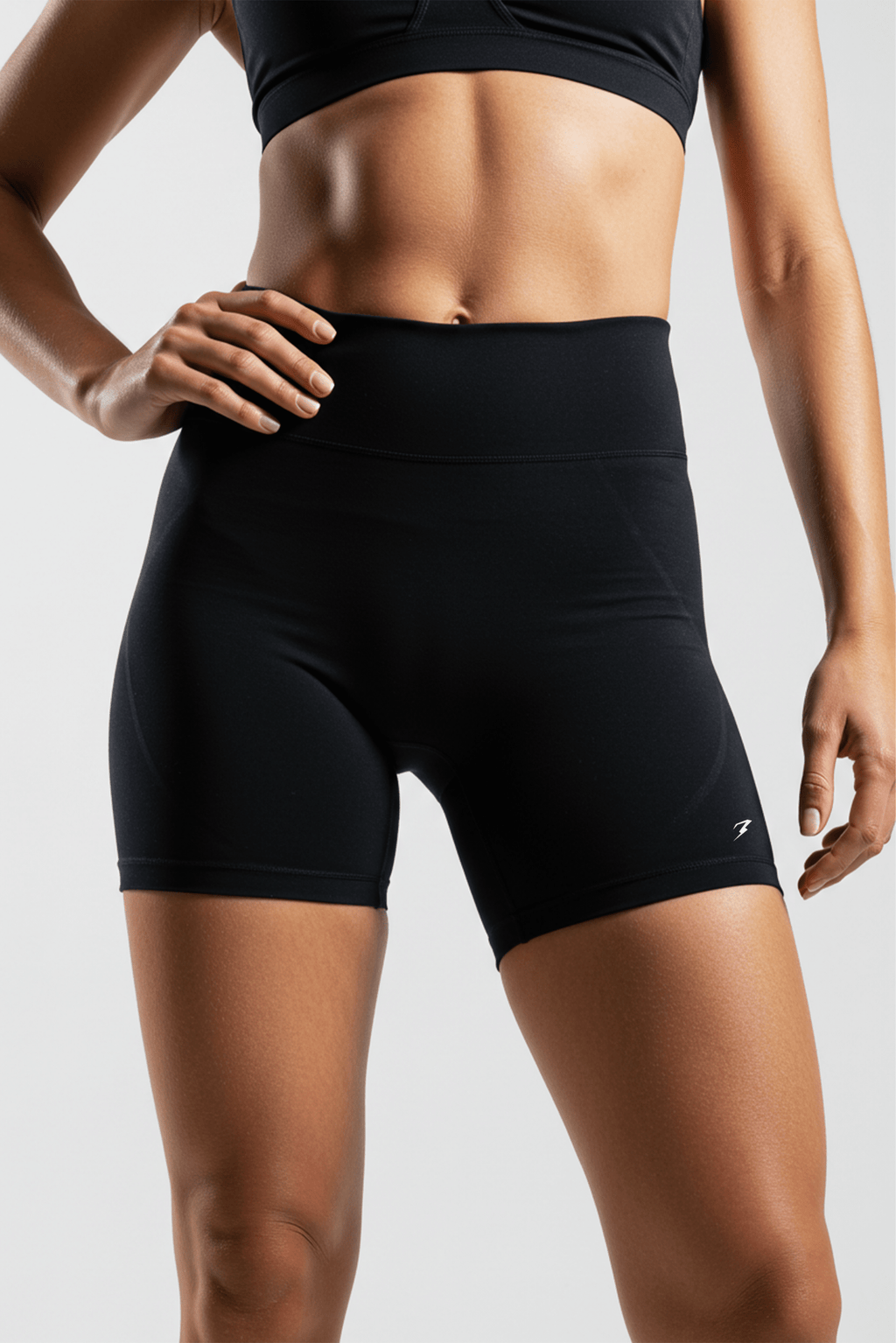 Black Luxe Workout Bra & Compression Shorts Set