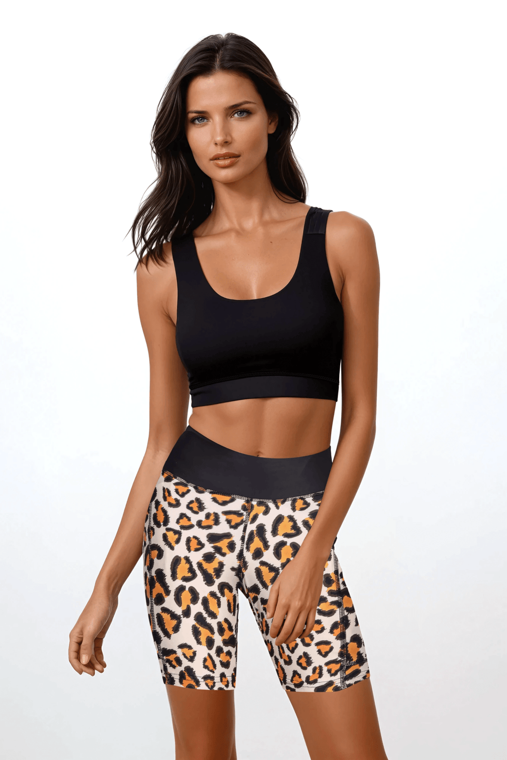 Black Power Bra & Compression Shorts Set