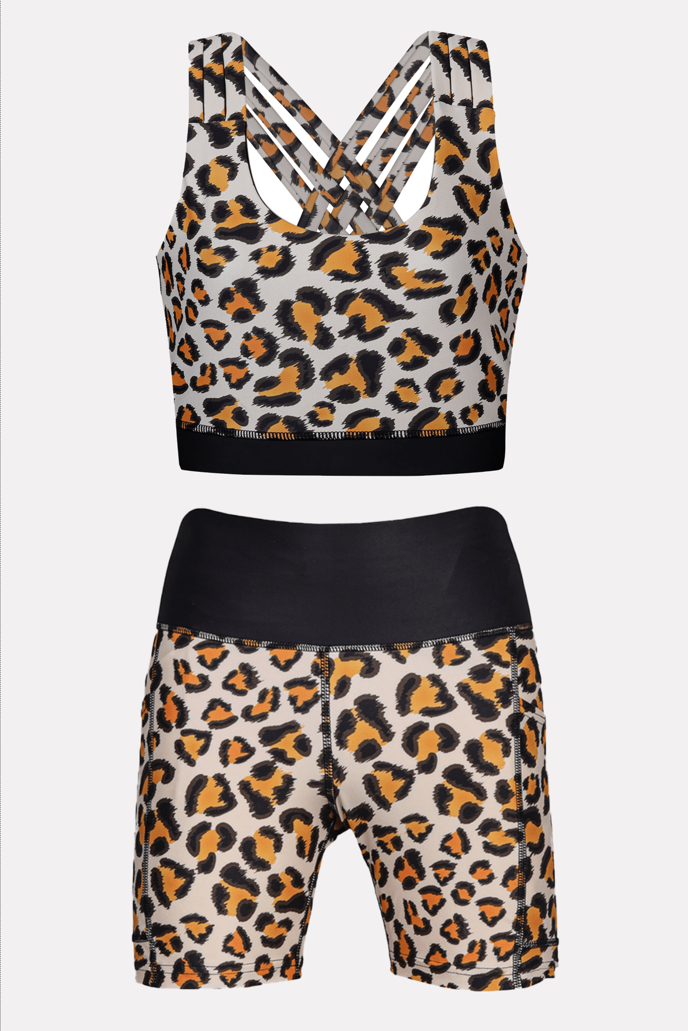 Black Power Bra & Compression Shorts Set